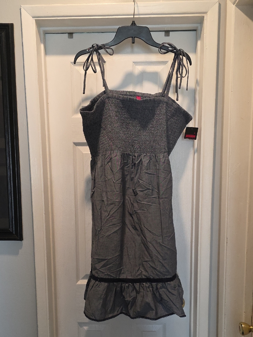 Blue Smocked Bodice Tie-Shoulder Sundress